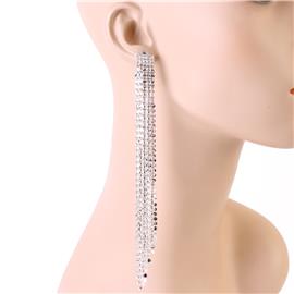 Rhinestones Fringed Long Earring