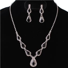 Rhinestone Clip Necklace Set