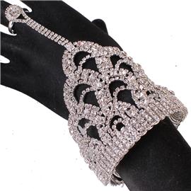 Rhinestones Drop Bangle With Ring