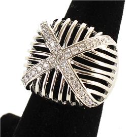 ""7" CZ Square "X" Ring "