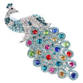 Crystal Peacock Brooch