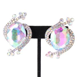 Crystal Oval Clip-On Earring