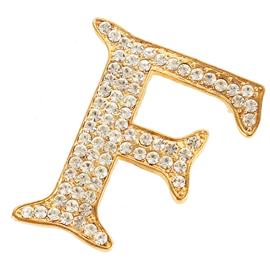 ""F" Crystal Brooch "