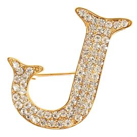 ""J" Crystal Brooch "