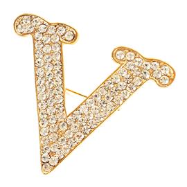 ""V" Crystal Brooch "