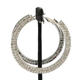 60mm Rhinestones Two Lines Hoop Earring