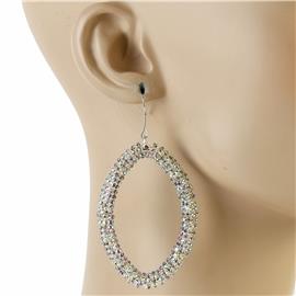 Rhinestones Casting Oval Earring