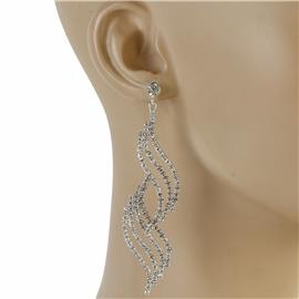 Rhinestones Swirl Long Earring