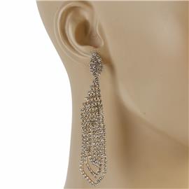 Rhinestones Long Leaves Earring