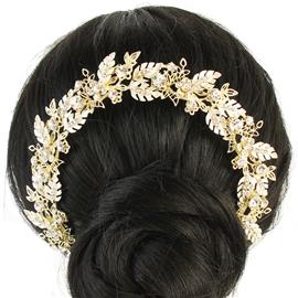 Crystal Tear-Leaf Hair Comb