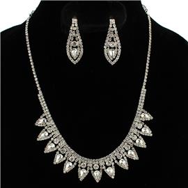 Rhinestones Tear Necklace Set