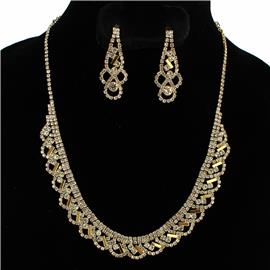 Rhinestones Wavy Necklace Set