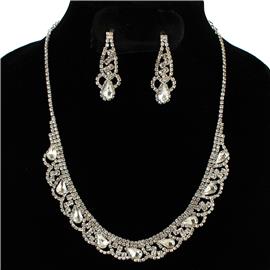 Rhinestones Tears Necklace Set