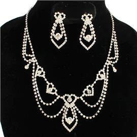 Rhinestones Drop Necklace Set