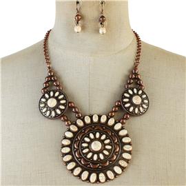 Round Stone Necklace Set