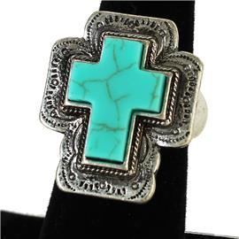 Metal Semi Stone Cross Ring