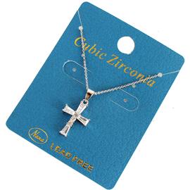 Cubic Zirconia Pendant Cross Necklace