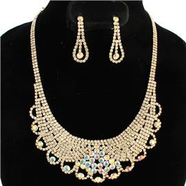 Rhinestones Casting Necklace Set