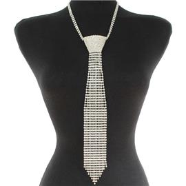 Rhinestone Tie Necklace