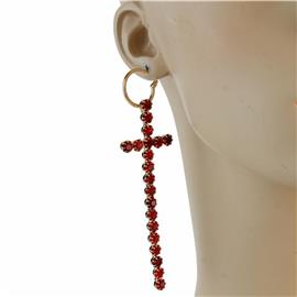 Crystal Cross Hoop Earring