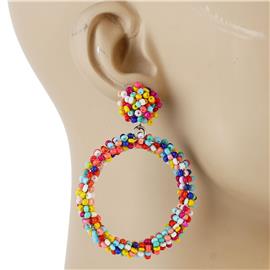 Seed Bead Hoop Earring