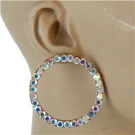 Rainbow Rhinestone Round Earring