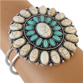 Metal Turquoise Flower Bangle