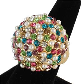 Rhinestone With Pearl Stretch Ring