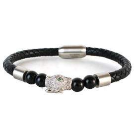 Leather Stainless Steel Leopar Bracelet