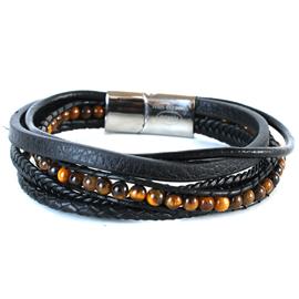 Leather Stainless Steel Layereds Bracelet