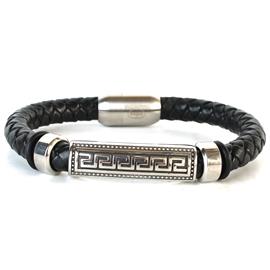 Leather Stainless Steel Detailed Bracelet