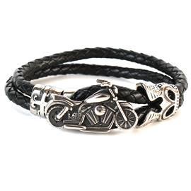 Leather Stainless Steel Bicycle Bracelet