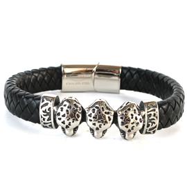 Leather Stainless Steel Cheetah Bracelet