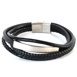 Leather Stainless Steel 5 Layers Bracelet