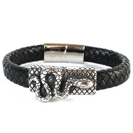 Leather Stainless Steel Snake Bracelet