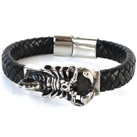 Leather Stainless Steel Scorpion Bracelet