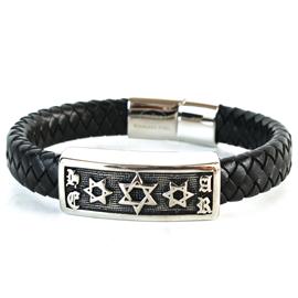 Leather Stainless Steel Stars Bracelet