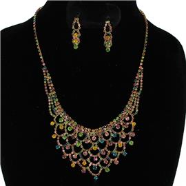 Rhinestones Casting Necklace Set