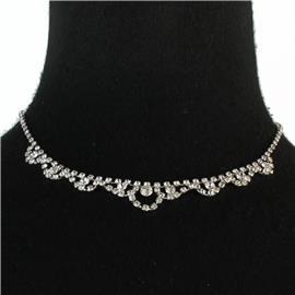 Rhinestone Swirl Back Drop Choker