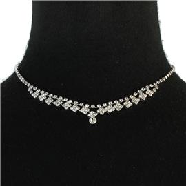 Rhinestone 2 Ln Back Drop Choker