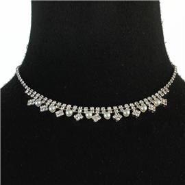 Rhinestone With Pearl Back Drop Choker