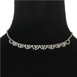 Rhinestone Swirl Back Drop Choker