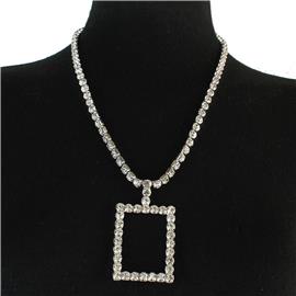 Rhinestone Rectangle Necklace