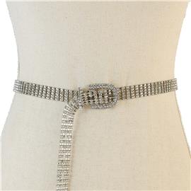 Rhinestone 5 Line Buckle Belt