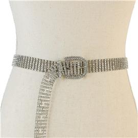 Rhinestone 7 Line Buckle Belt