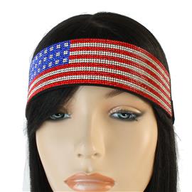 Rhinestones American Flag 20 Lines Hair-Band