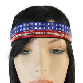 Rhinestones American Flag 10 Lines Hair-Band