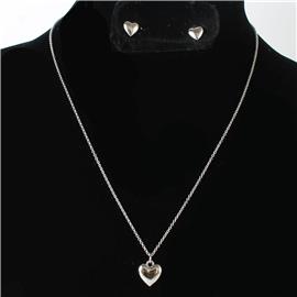 Metal Heart Necklace Set