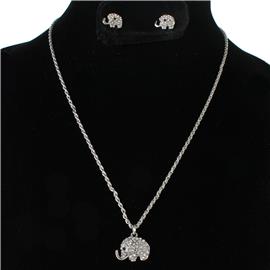 Rhinestones Elephant Necklace Set