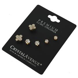 CZ Clover 3 Pairs Earring